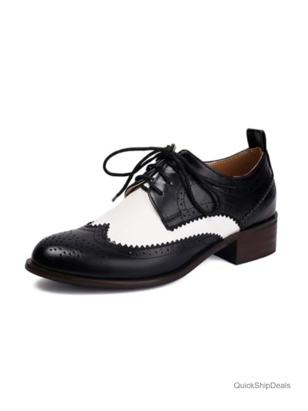 Women's Wingtip Oxford Shoes Lace Up Chunky Low Heel PU Vintage Brogues